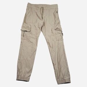 Bevy Flog Jogger Pants Womens 30 Tan Beige Textured‎ Cotton Cargo Elastic Waist